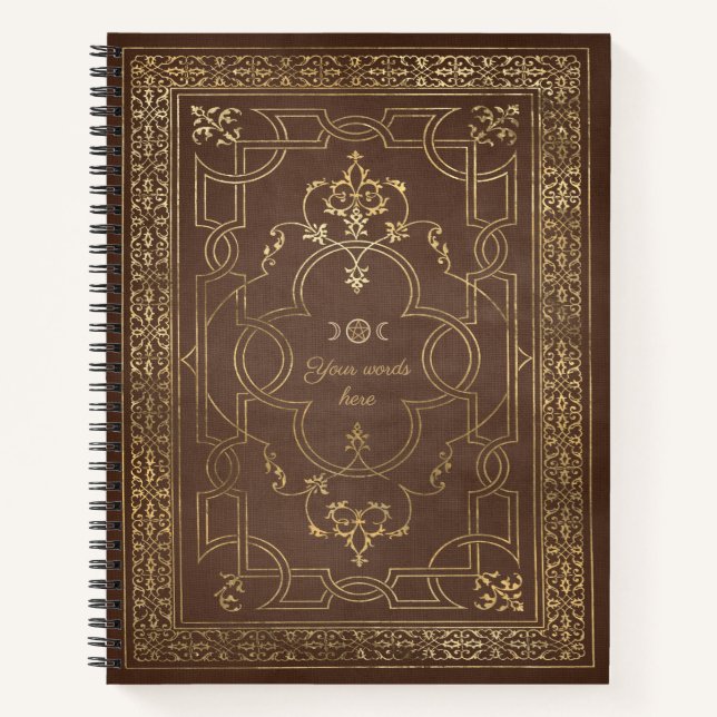 Carnet Créez votre propre brun ombre doré orné (Devant)