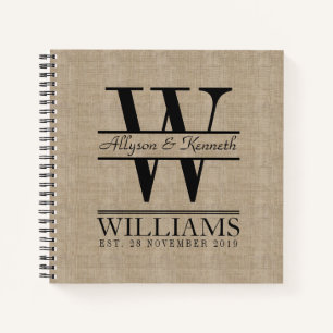Carnet Créez votre propre Burlap Retro Logo Monogramme