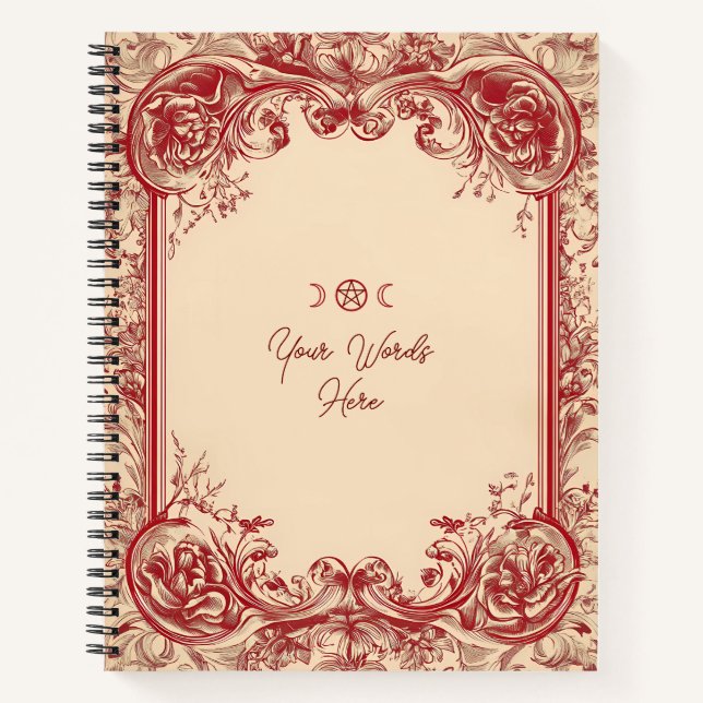 Carnet Créez Votre Propre Encadré Rouge Orné Crème (Devant)