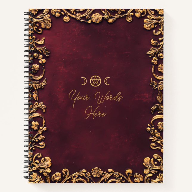 Carnet Créez votre propre floral bordeaux doré (Devant)