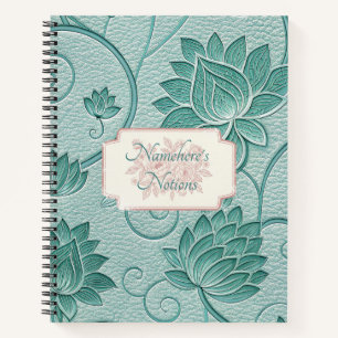 Carnet Créez Votre Propre Floral Vintage Lotus Vert Mouss