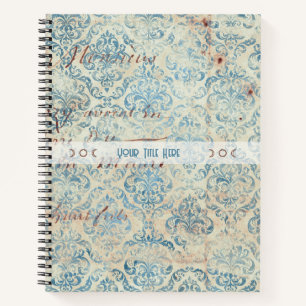 Carnet Créez Votre Propre Lettre d'Amour en Damassé Bleu