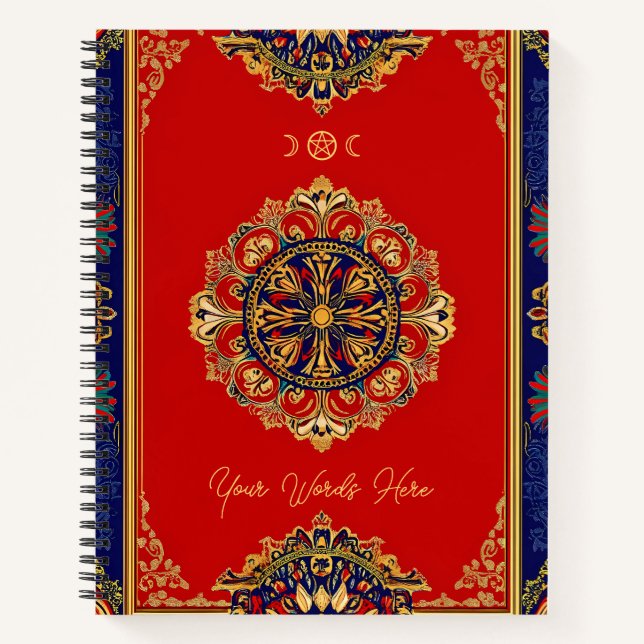 Carnet Créez Votre Propre Mandala Rouge Bleu Or (Devant)