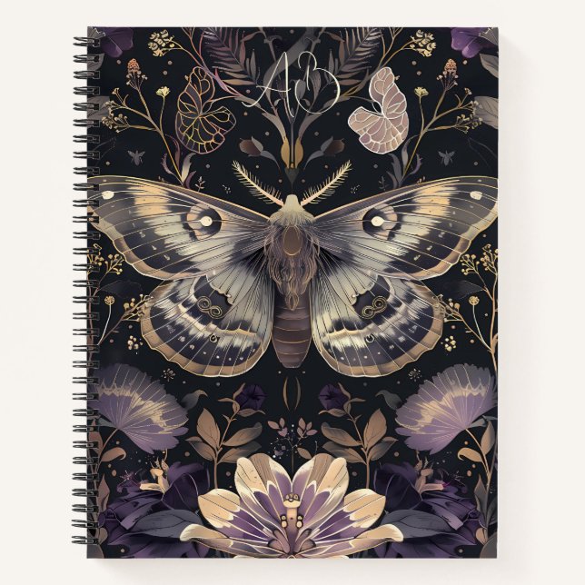 Carnet Créez Votre Propre Moth Bleu Brumeux Fleurs Violet (Devant)