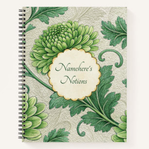 Carnet Créez Votre Propre Mums Vertes Vintage Floral Feui