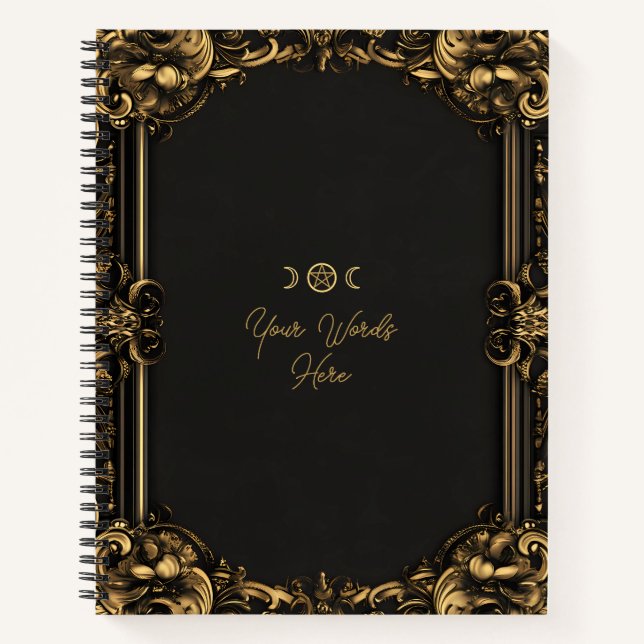 Carnet Créez votre propre noir doré terni (Devant)