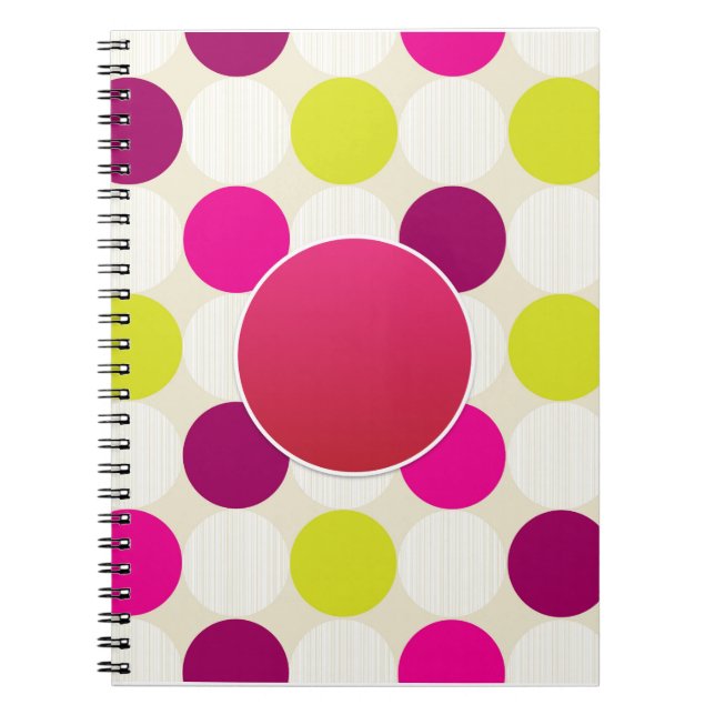 Carnet Créez votre propre PINK YellowGreen Polkadot perso (Devant)