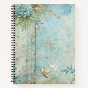 Carnet Créez Votre Propre Pivoine Bleue Romantique Shabby