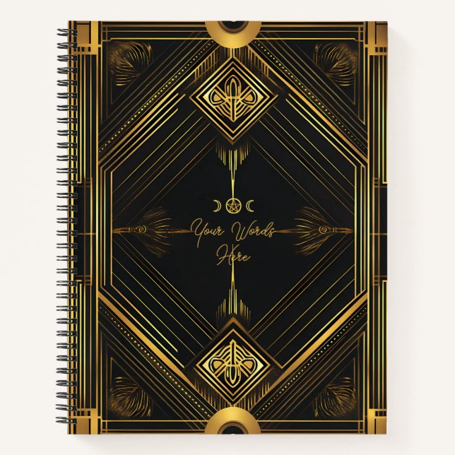 Carnet Créez Votre Propre Style Art Déco Doré Noir (Devant)