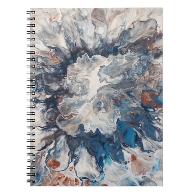 Carnet Crème Abstraite de Bronze Bleu Contemporain Gris (Devant)