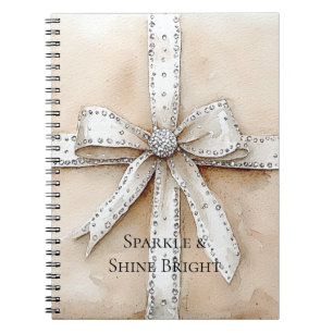 Carnet Crème blanc Argent brillant Bow
