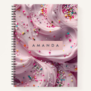 Carnet Crème Chantilly Rose Personnalisée avec des Paille