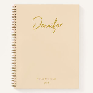 Carnet Crème douce Customisée Golden Handwrite Name