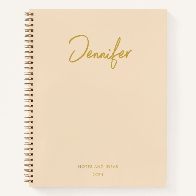 Carnet Crème douce Customisée Golden Handwrite Name (Devant)