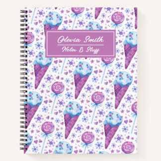 Carnet Crème et Lollipop bleu et violet amusante