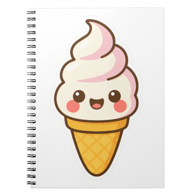 Carnet Crème glacée Kawaii douce (Devant)