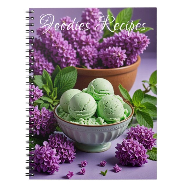 Carnet Crème Glacée Verte avec Fleurs de Lilas Recettes p (Devant)