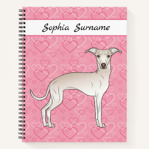 Carnet Crème Italien Greyhound Chien Cute Sur Coeur Rose