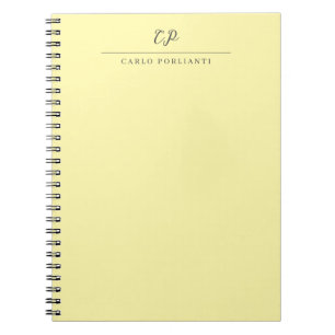 Carnet Crème Moderne Calligraphiée Plain Nom Monogrammé