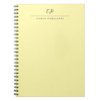 Carnet Crème Moderne Calligraphiée Plain Nom Monogrammé