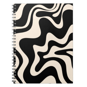 Carnet Crème noire Motif Abstraite Retro Liquid Swirl