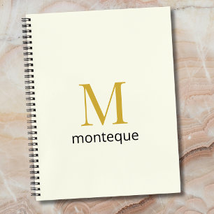 Carnet Crème Or Monogramme Nom Personnalisé Cadeau Luxe