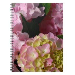 Carnet Crème rose Hydrangeas jaune rose vert floral