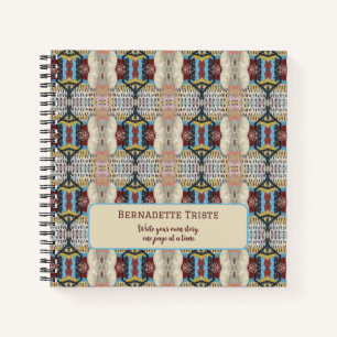 Carnet Crème rouge bleu Motif géométrique sans couture