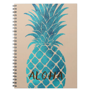 Carnet Crème Turquoise Bleu Tropical Ananas Aloha