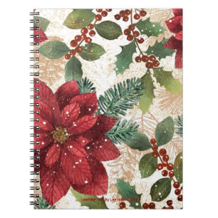 Carnet Crème verte rouge Retro les années 50 Poinsettia