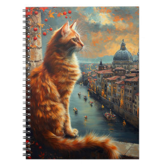 Carnet Crépuscule à Venise | Chat roux sur un canal