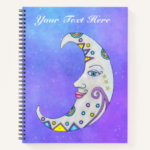 Carnet Crescent Coloré Visage Lune Misty Ciel pourpre