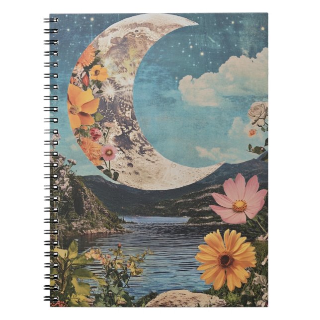 Carnet Crescent Moon sur un paysage serein (Devant)