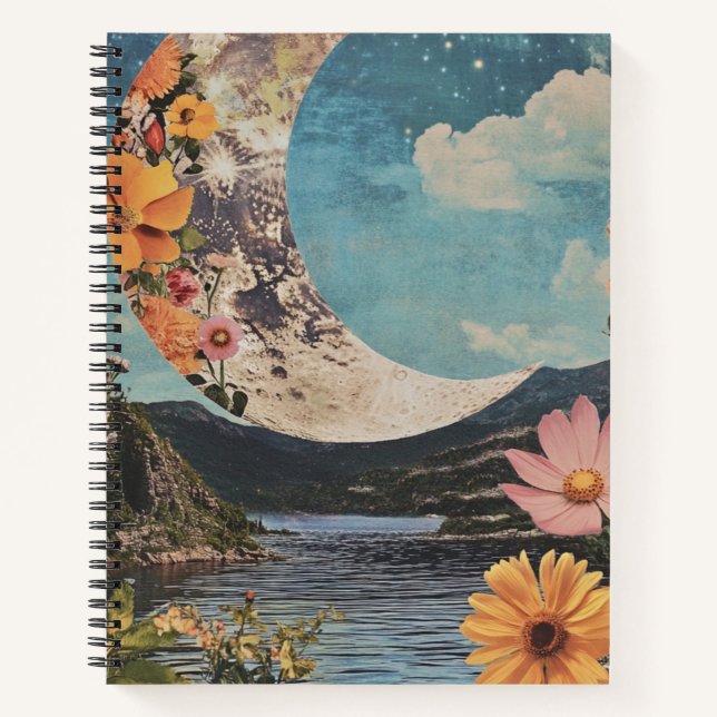 Carnet Crescent Moon sur un paysage serein (Devant)