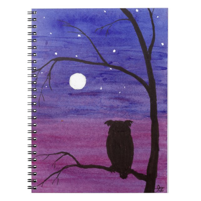Carnet Crested Owl and Full Moon (Devant)