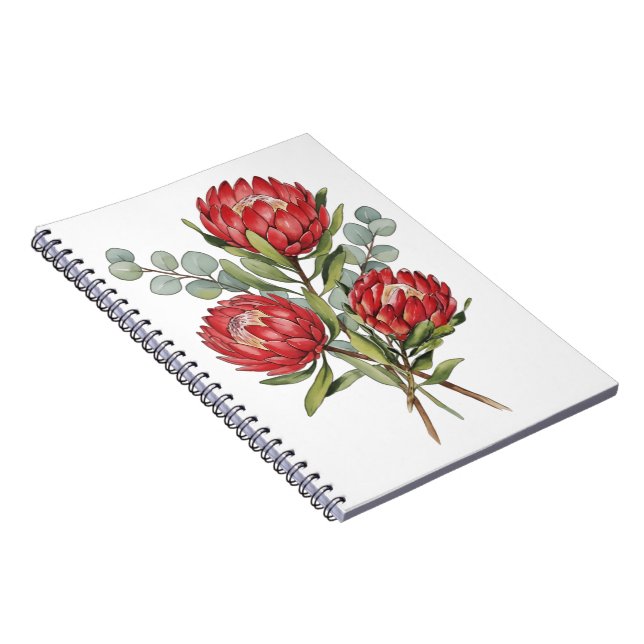 Carnet Crimson Protea Bouquet Watercolor (Côté Droit)