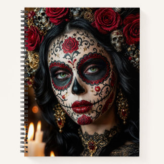 Carnet Crimson Rose Calavera – Jour des Morts élégant