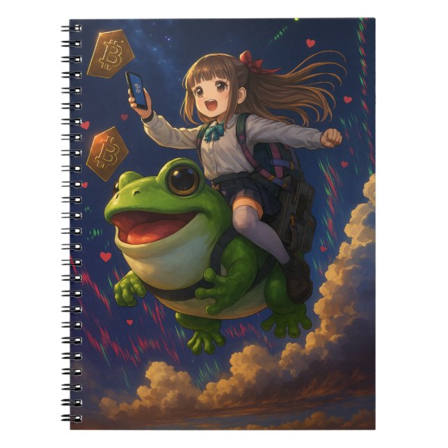Carnet Cristal à cheval de grenouille Pepecoin Waifu Anim (Devant)
