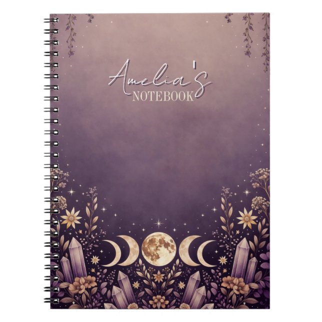Carnet Cristal Phase Lunaire Céleste Violet (Devant)