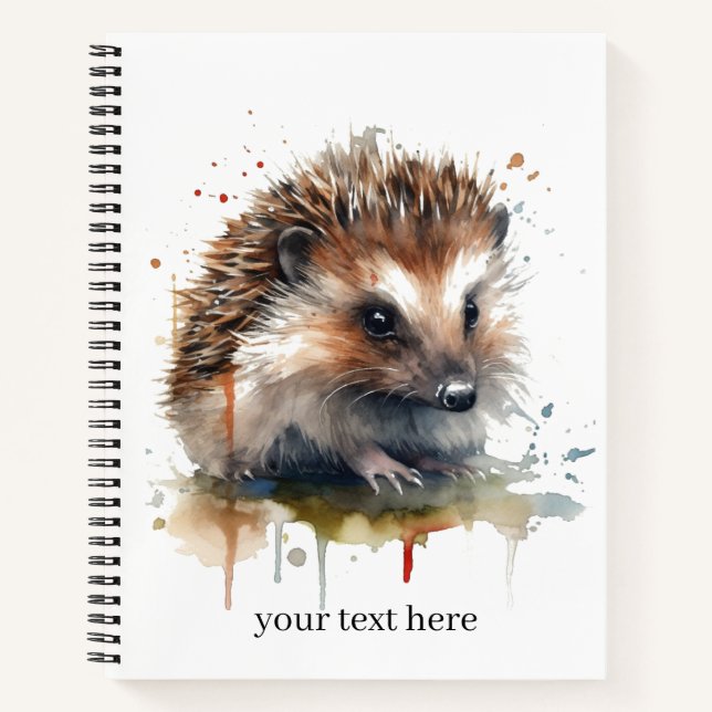 Carnet Critère confortable : Hérisson en aquarelle, perso (Devant)