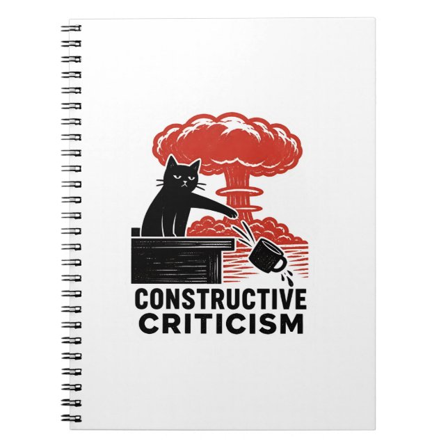 Carnet Critique constructive de chat drôle Linogravure Me (Devant)