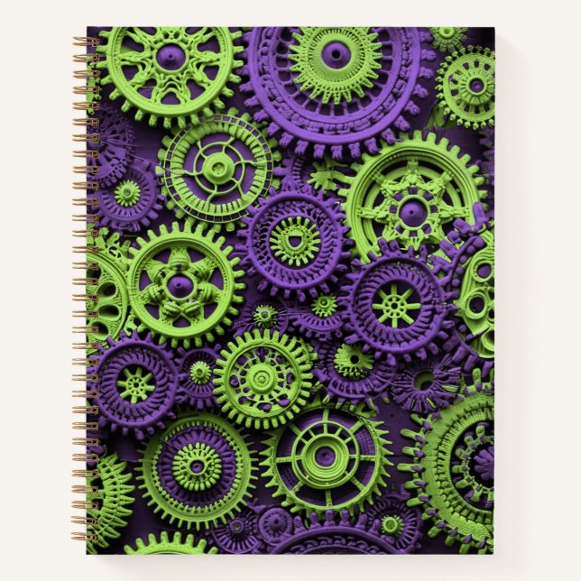 Carnet Crochet Steampunk Gear Lime Motif Purple (Devant)