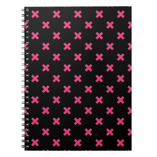 Carnet Crochis Fuchsia sur noir (Devant)