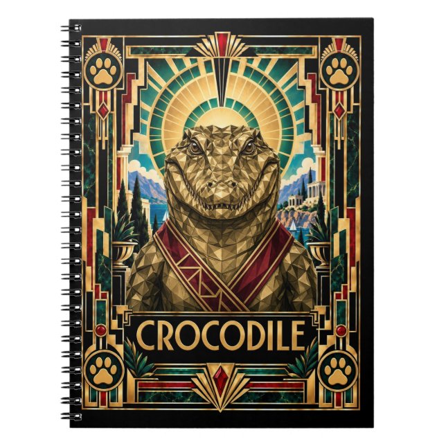 Carnet Crocodile, Art Déco Faune (Devant)