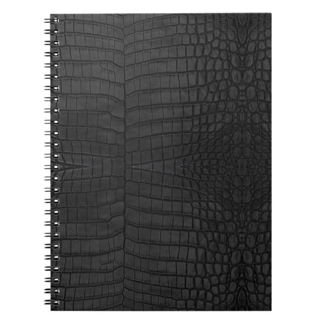 Carnet Crocodile noir en cuir imprimé (Devant)