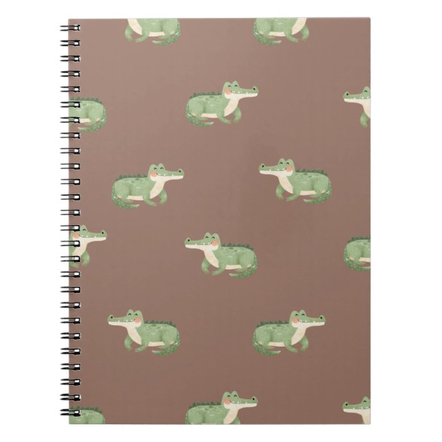 Carnet Crocodiles à l'aquarelle sur fond marron (Devant)