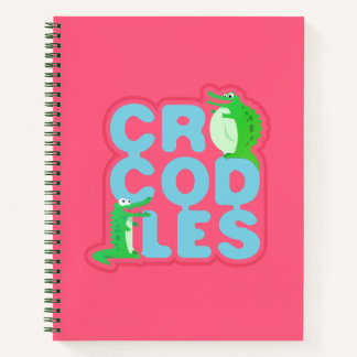 Carnet Crocodiles avec deux crocs heureux - lettres bleue