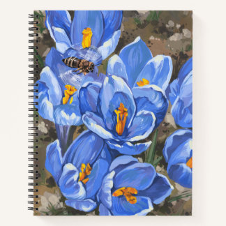 Carnet Crocus bleus et une abeille
