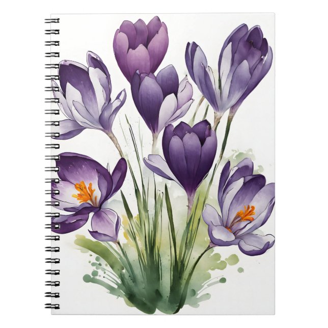 Carnet Crocus - Fleurs aquarelles (Devant)