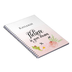 Carnet Croire à la coccinelle rose pâle